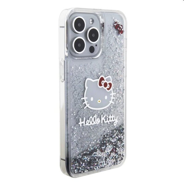 Zadní krytHello Kitty Liquid Glitter Electroplating Head Logo pro Apple iPhone 15 Pro Max, transparentní