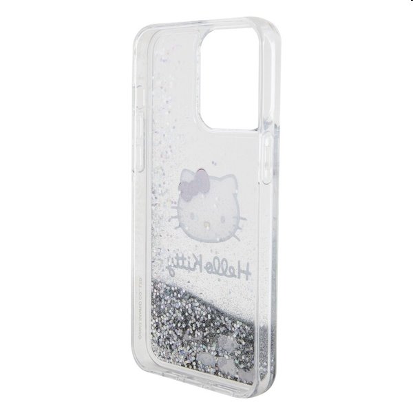 Zadní krytHello Kitty Liquid Glitter Electroplating Head Logo pro Apple iPhone 15 Pro Max, transparentní