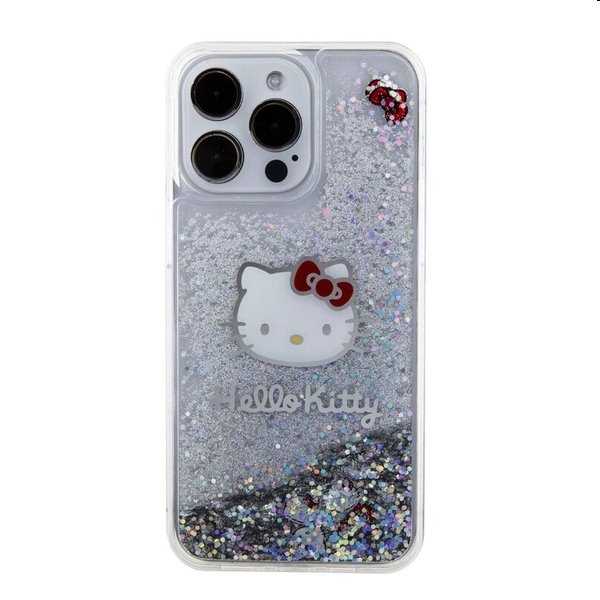 Zadní krytHello Kitty Liquid Glitter Electroplating Head Logo pro Apple iPhone 15 Pro Max, transparentní