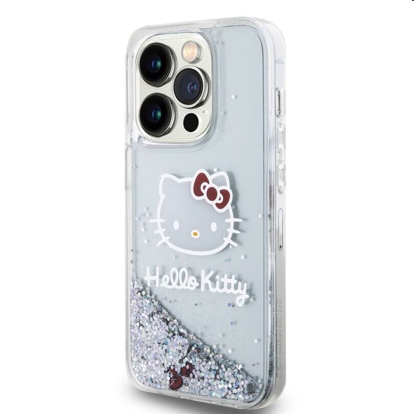 Zadní krytHello Kitty Liquid Glitter Electroplating Head Logo pro Apple iPhone 15 Pro, transparentní