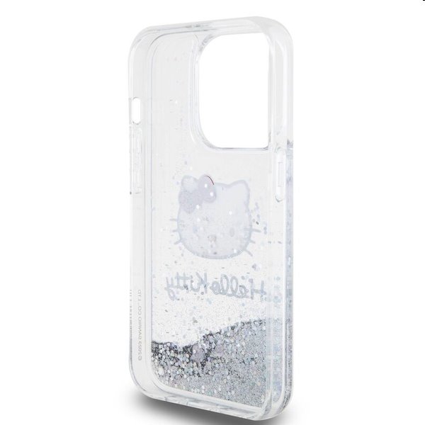 Zadní krytHello Kitty Liquid Glitter Electroplating Head Logo pro Apple iPhone 15 Pro, transparentní