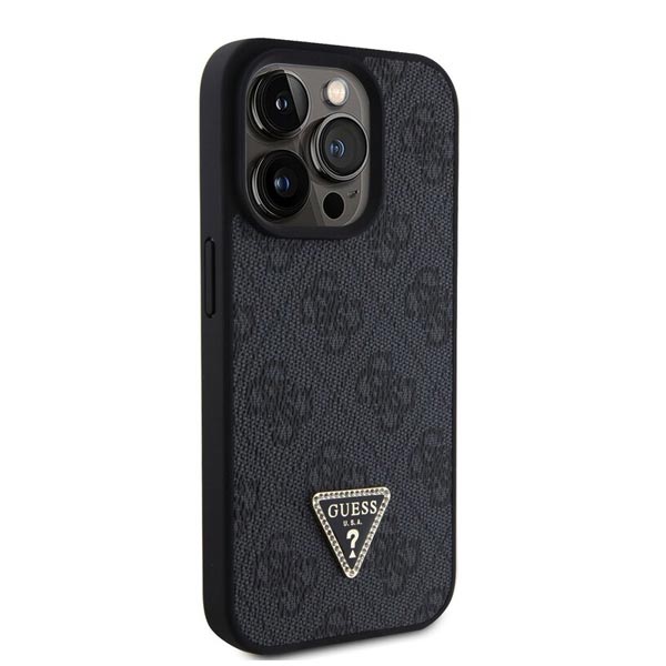 Guess PU 4G Strass Triangle Metal Logo Zadní Kryt + Crossbody Popruh pro iPhone 15 Pro Max, black Guess PU 4G Strass Triangle Metal Logo Zadní Kryt + Crossbody Popruh pro iPhone 15 Pro Max, black