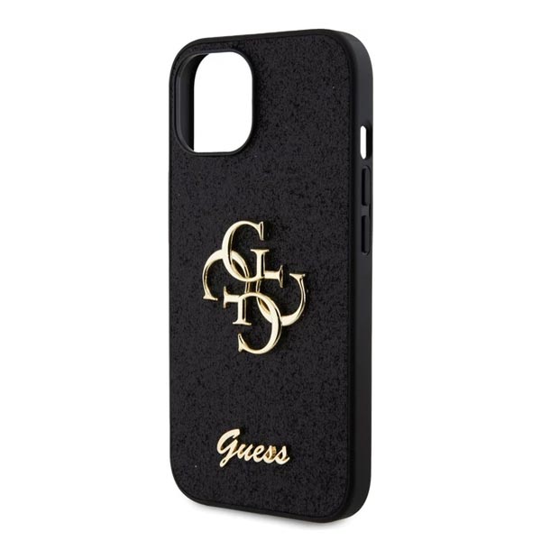 Guess PU Fixed Glitter 4G Metal Logo Zadní Kryt pro iPhone 13, black