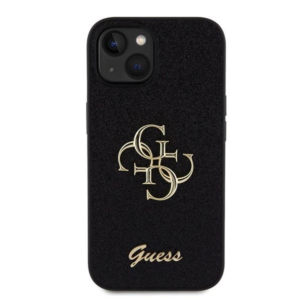 Guess PU Fixed Glitter 4G Metal Logo Zadní Kryt pro iPhone 13, black