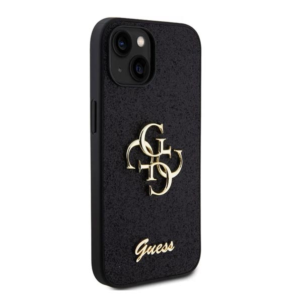 Guess PU Fixed Glitter 4G Metal Logo Zadní Kryt pro iPhone 13, black