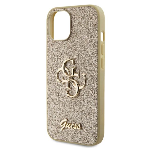 Guess PU Fixed Glitter 4G Metal Logo Zadní Kryt pro iPhone 13 gold