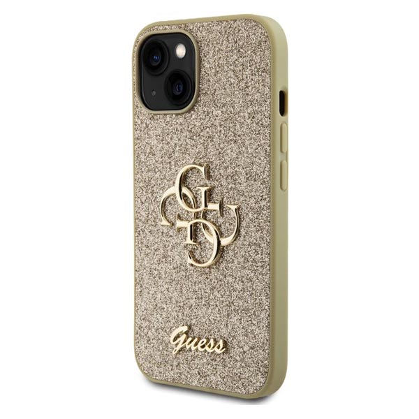 Guess PU Fixed Glitter 4G Metal Logo Zadní Kryt pro iPhone 13 gold