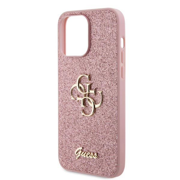 Guess PU Fixed Glitter 4G Metal Logo Zadní Kryt pro iPhone 15 Pro Max, pink Guess PU Fixed Glitter 4G Metal Logo Zadní Kryt pro iPhone 15 Pro Max, pink