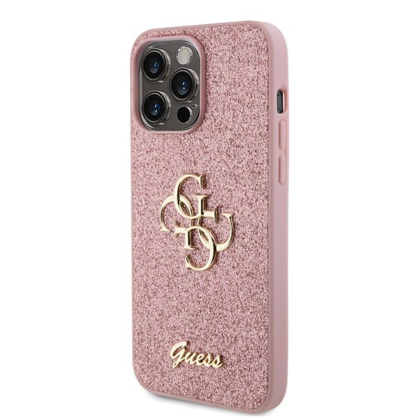 Guess PU Fixed Glitter 4G Metal Logo Zadní Kryt pro iPhone 15 Pro Max, pink Guess PU Fixed Glitter 4G Metal Logo Zadní Kryt pro iPhone 15 Pro Max, pink
