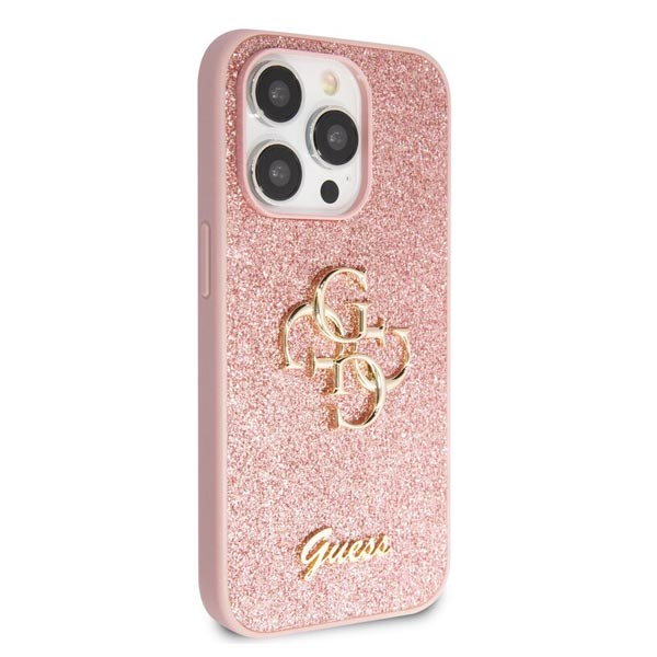 Guess PU Fixed Glitter 4G Metal Logo Zadní Kryt pro iPhone 15 Pro, pink Guess PU Fixed Glitter 4G Metal Logo Zadní Kryt pro iPhone 15 Pro, pink