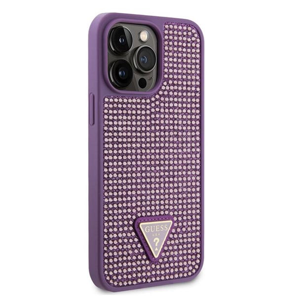 Guess Rhinestones Triangle Metal Logo Kryt pro iPhone 15 Pro Max, fialové Guess Rhinestones Triangle Metal Logo Kryt pro iPhone 15 Pro Max, fialové