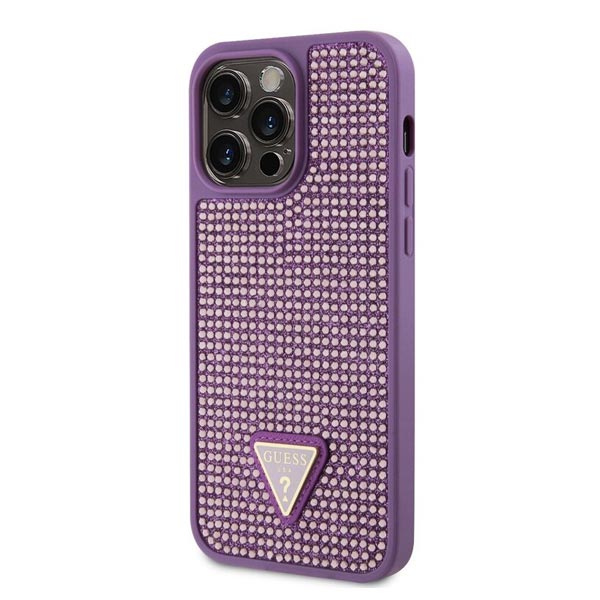 Guess Rhinestones Triangle Metal Logo Kryt pro iPhone 15 Pro Max, fialové Guess Rhinestones Triangle Metal Logo Kryt pro iPhone 15 Pro Max, fialové