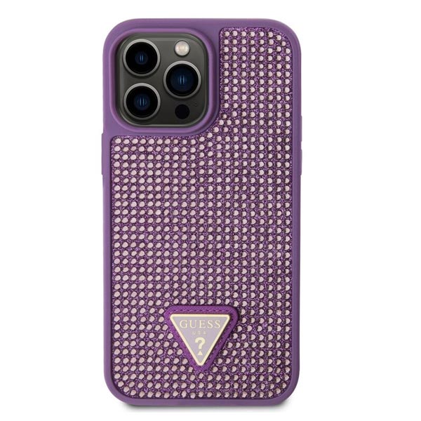 Guess Rhinestones Triangle Metal Logo Kryt pro iPhone 15 Pro Max, fialové Guess Rhinestones Triangle Metal Logo Kryt pro iPhone 15 Pro Max, fialové