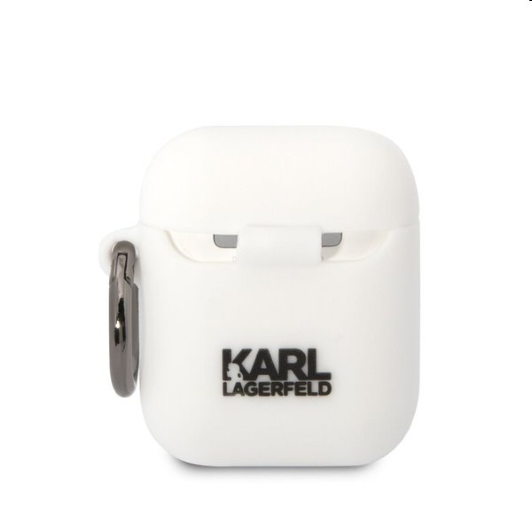 Karl Lagerfeld 3D Logo NFT Choupette Head silikonový obal pro Apple AirPods 1/2, bílý