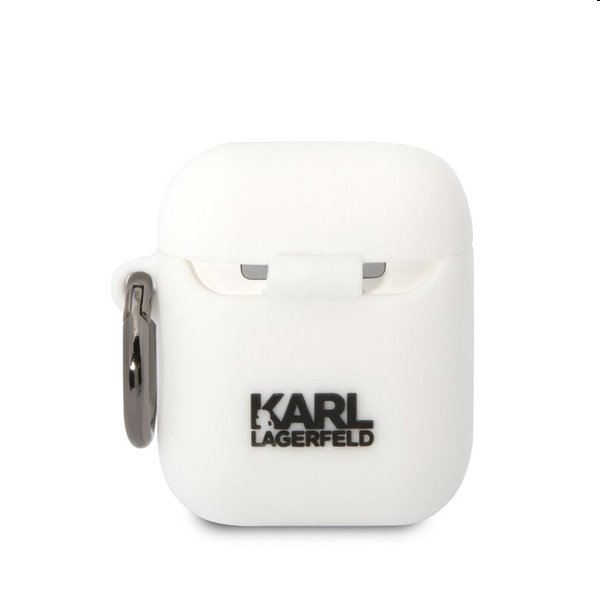 Karl Lagerfeld 3D Logo NFT Karl Head silikonový obal pro Apple AirPods 1/2, bílé