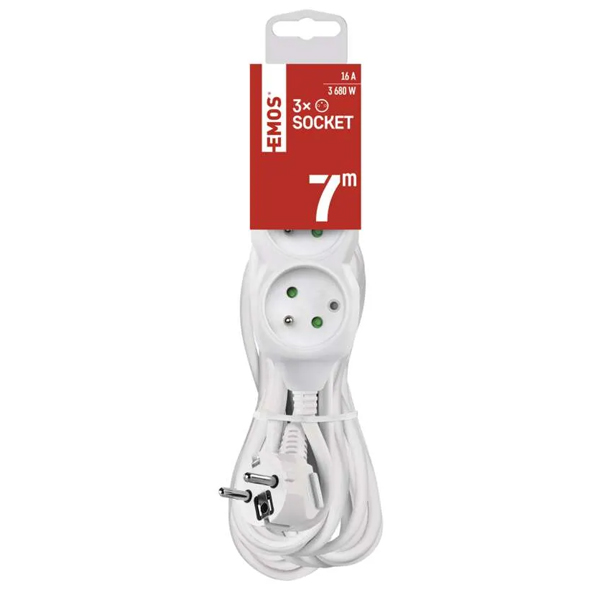 Emos Prodlužovací kabel 16A (3zás.) 7M, bílý Emos Prodlužovací kabel 16A (3zás.) 7M, bílý