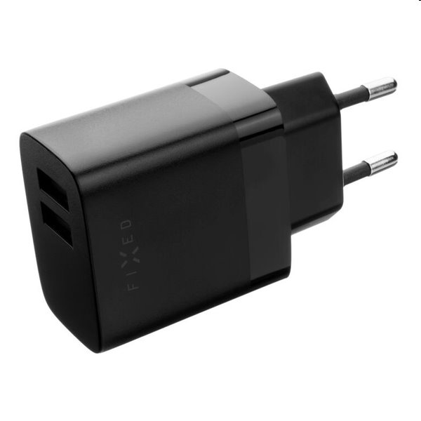 FIXED Set Síťová nabíječka 2xUSB výstupem a USB/micro USB kabelu, 1 m, 17W, Smart Rapid Charge, černá