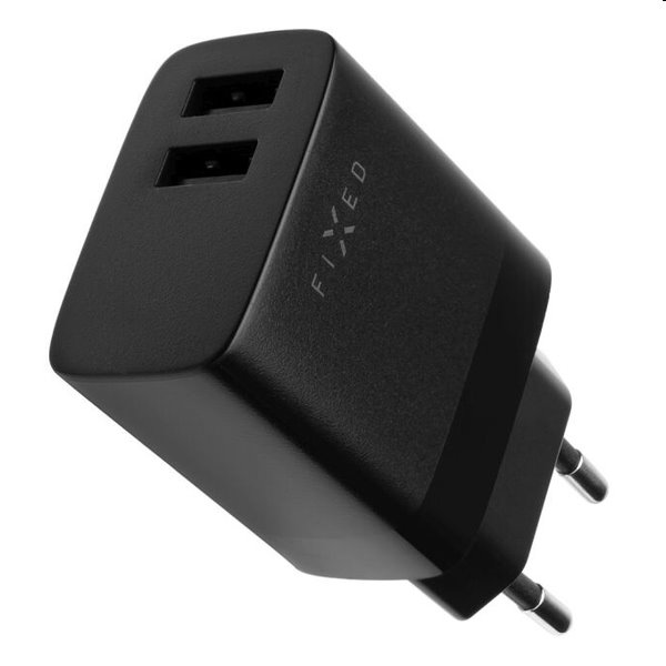 FIXED Set Síťová nabíječka 2xUSB výstupem a USB/micro USB kabelu, 1 m, 17W, Smart Rapid Charge, černá