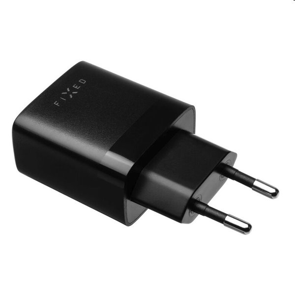 FIXED Set Síťová nabíječka 2xUSB výstupem a USB/USB-C kabelu, 1 m, 17W, Smart Rapid Charge, černá