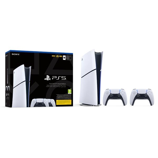 PlayStation 5 Digital (Model Slim) + bezdrôtový ovládač PlayStation 5 DualSense, biely PlayStation 5 Digital (Model Slim) + bezdrôtový ovládač PlayStation 5 DualSense, biely