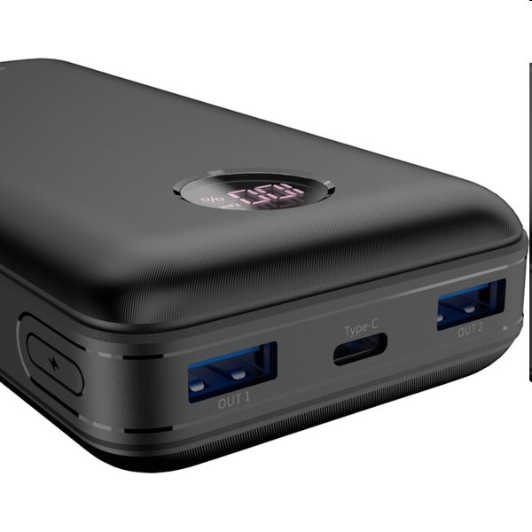 Powerbank Canyon s digitálním displejem 1xUSB-C/ 2x USB-A 20000, černá