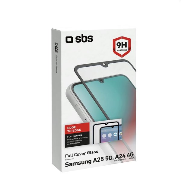 Tvrzené sklo SBS Full Cover pro Samsung Galaxy A25 5G, černé Tvrzené sklo SBS Full Cover pro Samsung Galaxy A25 5G, černé