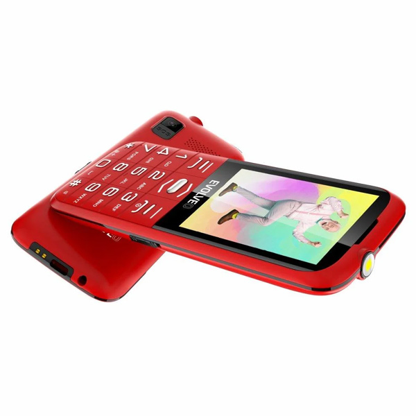 Evolveo EasyPhone XO, mobilní telefon pro seniory s nabíjecím stojanem, červený