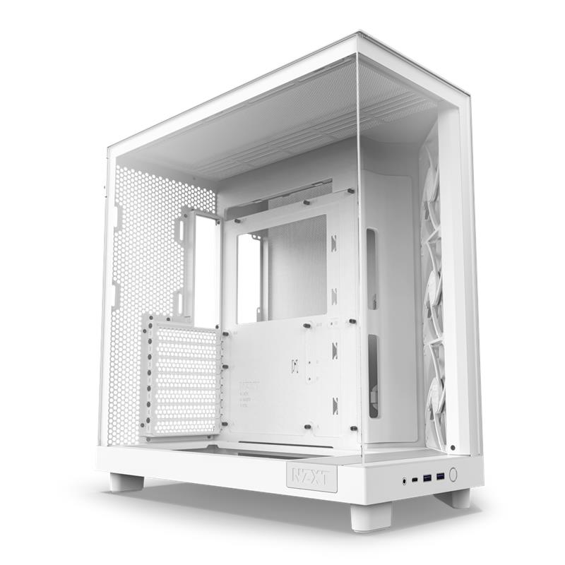 NZXT case H6 Flow / 3x120 mm fan / glass / mesh panel / white NZXT case H6 Flow / 3x120 mm fan / glass / mesh panel / white
