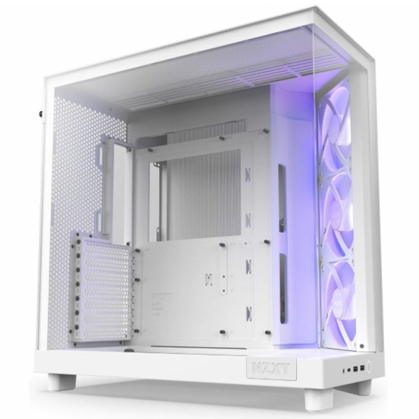 NZXT case H6 Flow RGB / 3x120 mm fan / glass / mesh panel / white