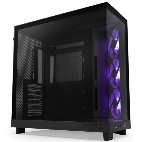 NZXT case H6 Flow RGB / 3x120 mm fan / tempered glass / mesh panel / black NZXT case H6 Flow RGB / 3x120 mm fan / tempered glass / mesh panel / black