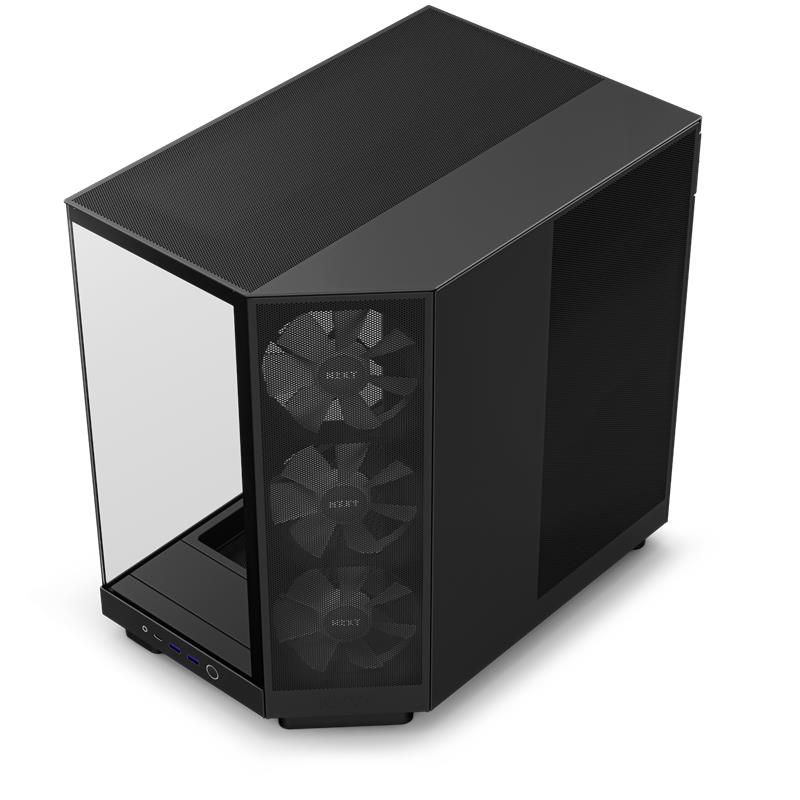 NZXT case H6 Flow RGB / 3x120 mm fan / tempered glass / mesh panel / black NZXT case H6 Flow RGB / 3x120 mm fan / tempered glass / mesh panel / black