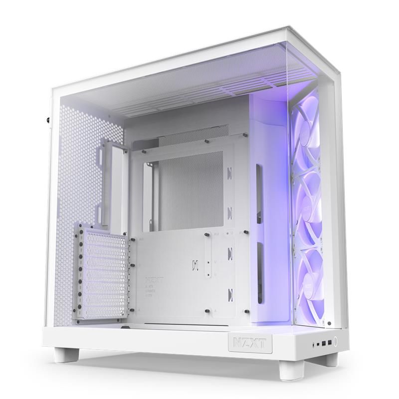 NZXT case H6 Flow RGB / 3x120 mm fan / glass / mesh panel / white NZXT case H6 Flow RGB / 3x120 mm fan / glass / mesh panel / white