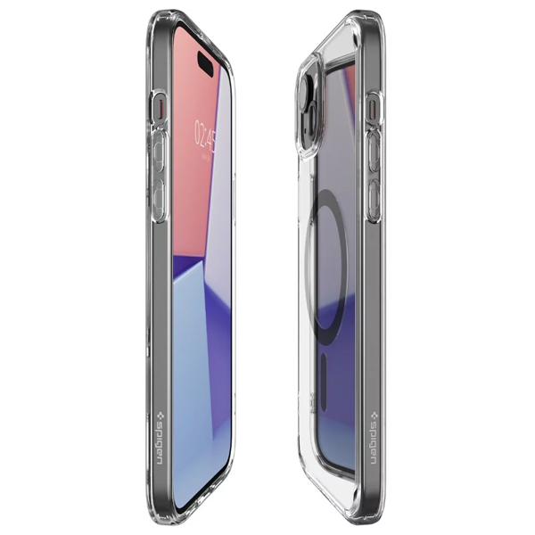 Pouzdro Spigen Ultra Hybrid MagSafe pro Apple iPhone 15, transparentní/grafit