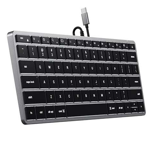 Satechi klávesnice Slim W1 Wired Backlit Keyboard pre Mac, šedá
