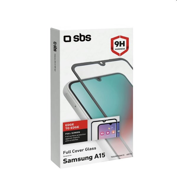 Tvrzené sklo SBS Full Cover pro Samsung Galaxy A15 5G, černé Tvrzené sklo SBS Full Cover pro Samsung Galaxy A15 5G, černé