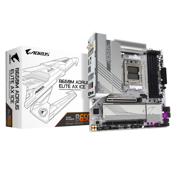 Gigabyte AORUS B650M ELITE AX ICE základní deska, AMD B650, AM5, 4xDDR5, mATX