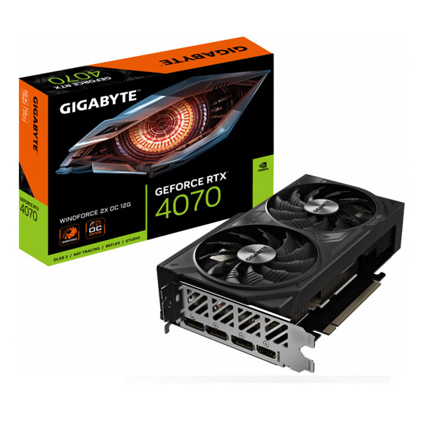 Gigabyte GeForce RTX 4070 WINDFORCE grafická karta, 2X, OC, 12G Gigabyte GeForce RTX 4070 WINDFORCE grafická karta, 2X, OC, 12G