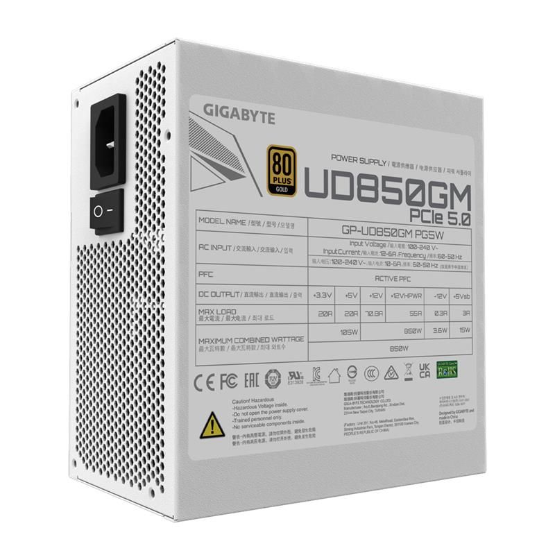 Gigabyte UD850GM PG5W 850W 80+ Gold Modular PCIe 5 ICE Gigabyte UD850GM PG5W 850W 80+ Gold Modular PCIe 5 ICE