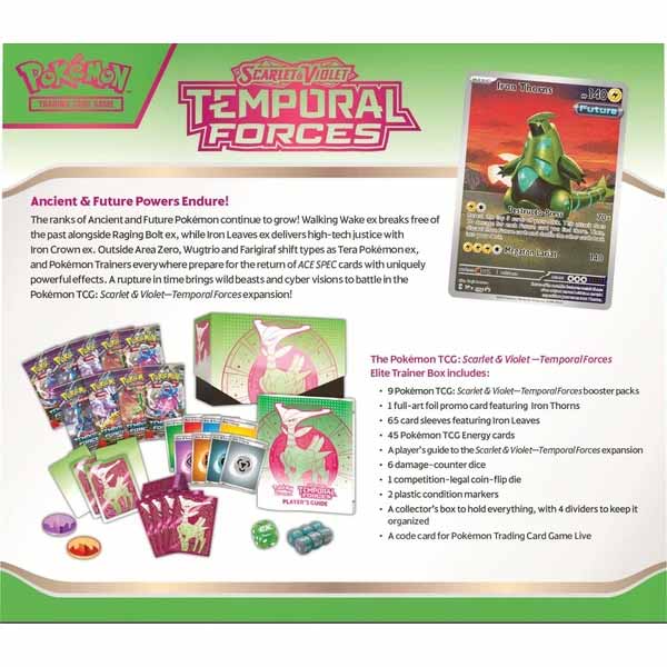 Kartová hra TCG: Scarlet & Violet Temporal Forces Elite Trainer Box Iron Leaves (Pokémon)