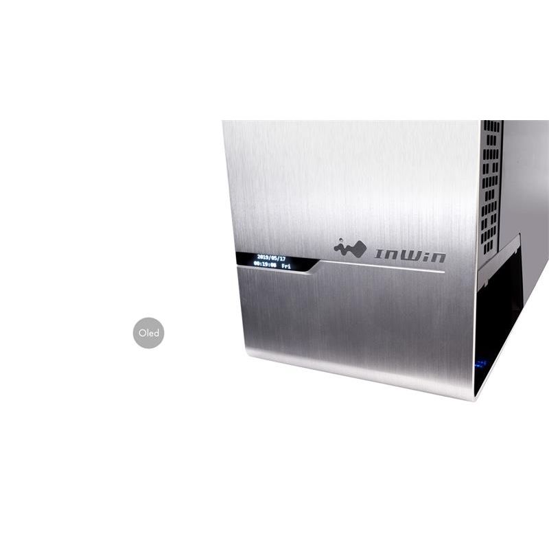 InWin Luxury case 905 OLED, 4x ARGB Sirius Loop fan, Mid Tower, E-ATX, Silver-Aluminium