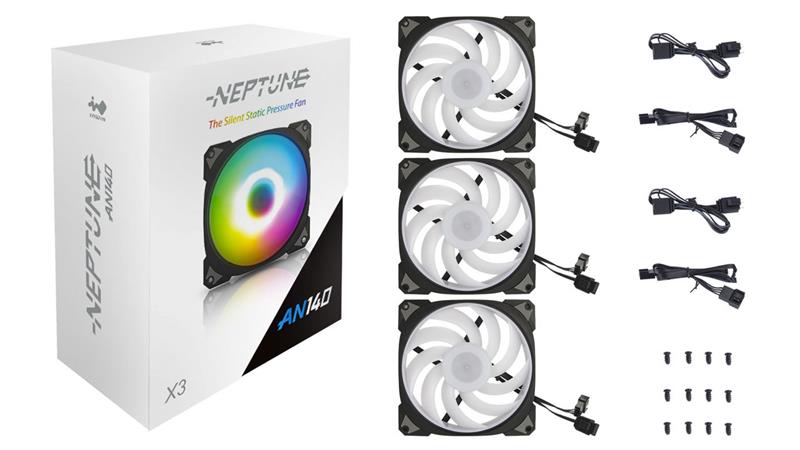 InWin Case fan Neptune AN140, 140mm, ARGB, Black (Triple pack+ Extension cables) InWin Case fan Neptune AN140, 140mm, ARGB, Black (Triple pack+ Extension cables)