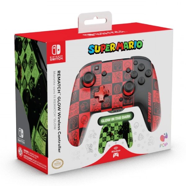 PDP bezdrátový ovladač pro Nintendo Switch Rematch GLOW, Super Icons, Glow in the Dark PDP bezdrátový ovladač pro Nintendo Switch Rematch GLOW, Super Icons, Glow in the Dark