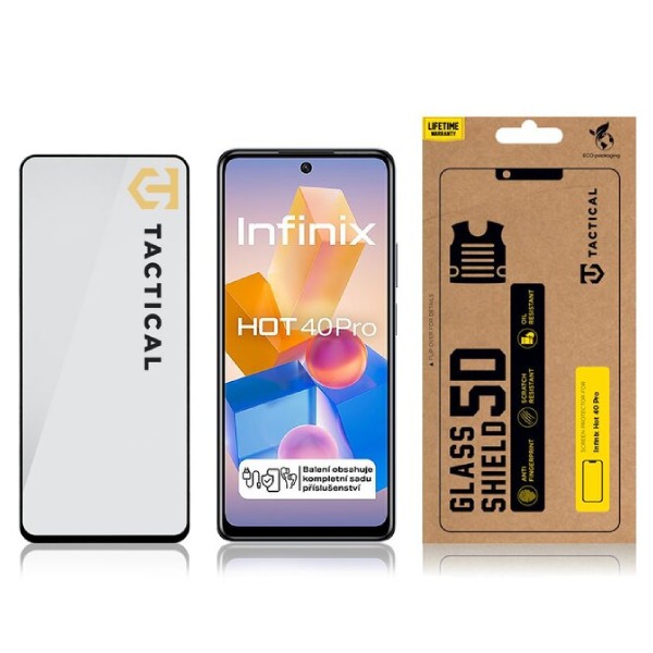 Tactical Ochranné sklo Shield 5D pro Infinix Hot 40 Pro, černé Tactical Ochranné sklo Shield 5D pro Infinix Hot 40 Pro, černé