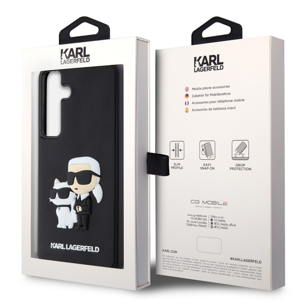 Zadní kryt Karl Lagerfeld 3D Rubber Karl and Choupette pro Samsung Galaxy S24 Black