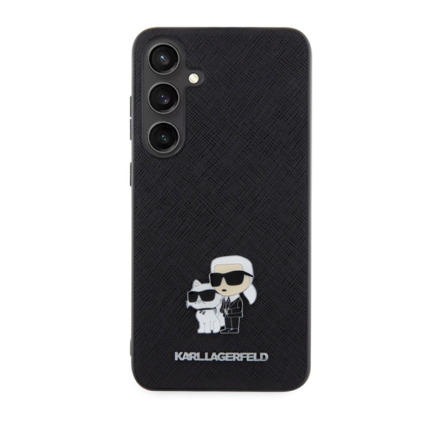 Zadní kryt Karl Lagerfeld PU Saffiano Metal Karl and Choupette pro Samsung Galaxy S24, černý Zadní kryt Karl Lagerfeld PU Saffiano Metal Karl and Choupette pro Samsung Galaxy S24, černý