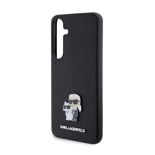 Zadní kryt Karl Lagerfeld PU Saffiano Metal Karl and Choupette pro Samsung Galaxy S24, černý Zadní kryt Karl Lagerfeld PU Saffiano Metal Karl and Choupette pro Samsung Galaxy S24, černý