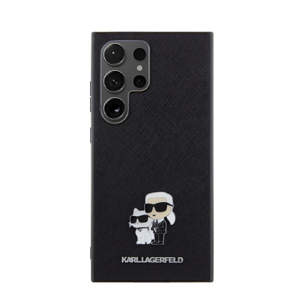 Zadní kryt Karl Lagerfeld PU Saffiano Metal Karl and Choupette pro Samsung Galaxy S24 Ultra, černý Zadní kryt Karl Lagerfeld PU Saffiano Metal Karl and Choupette pro Samsung Galaxy S24 Ultra, černý