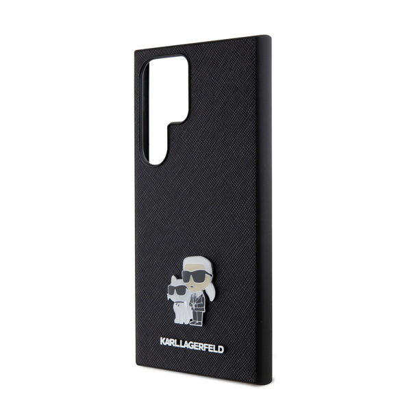 Zadní kryt Karl Lagerfeld PU Saffiano Metal Karl and Choupette pro Samsung Galaxy S24 Ultra, černý Zadní kryt Karl Lagerfeld PU Saffiano Metal Karl and Choupette pro Samsung Galaxy S24 Ultra, černý