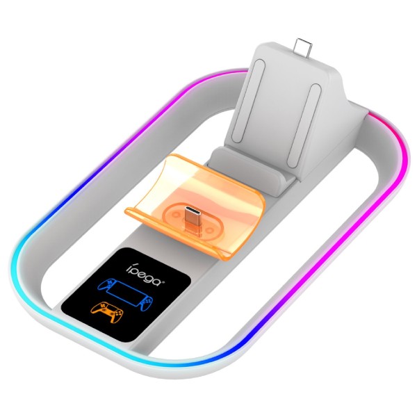 iPega P5P11 nabíjecí stanice s RGB 2v1 pro Playstation Portal Remote Player a PS5 ovladač, bílá iPega P5P11 nabíjecí stanice s RGB 2v1 pro Playstation Portal Remote Player a PS5 ovladač, bílá
