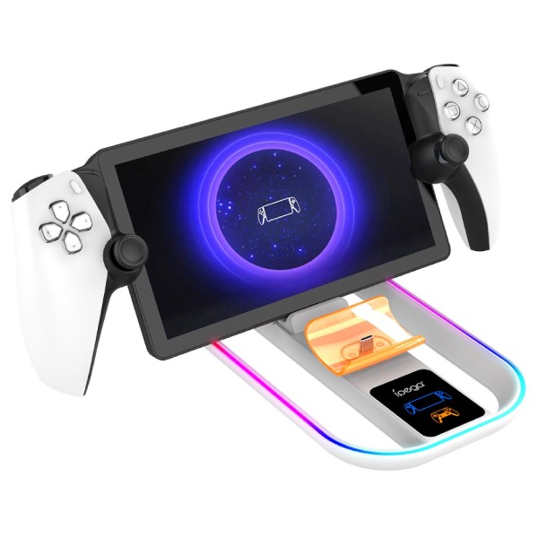 iPega P5P11 nabíjecí stanice s RGB 2v1 pro Playstation Portal Remote Player a PS5 ovladač, bílá iPega P5P11 nabíjecí stanice s RGB 2v1 pro Playstation Portal Remote Player a PS5 ovladač, bílá